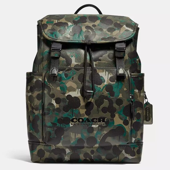 🦖Coach League Flap Backpack With Camo Print - Picture 1 of 10